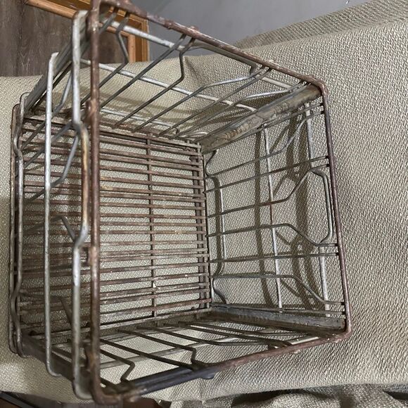 Sealtest Vintage Steel & Wire Galvanized Metal MILK CRATE Carrier 13"x13"x11" - Picture 2 of 12